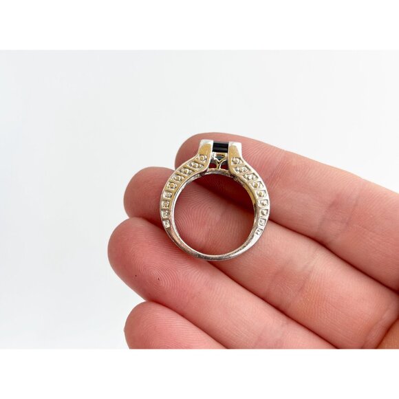 London Blue Topaz Princess Cut 925 Sterling Silver Vintage Ring - sz 7 - Picture 11 of 12